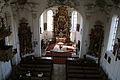 Blick von der Orgelempore in das Hauptschiff in Richtung Chor, St. Ulrich, Amendingen