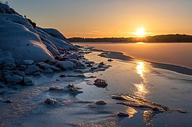 Sunset over the ice of Brofjorden 1