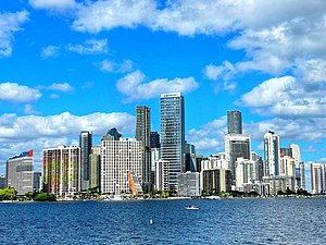 The Brickell skyline as seen from the Rickenbacker Causeway, December 2020