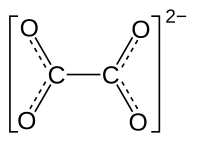 two capital Cs connected to each other by a solid line and each connected to two separate Os by a solid line and a dashed line next to the solid line, the whole thing in brackets with a −2 to the top-right