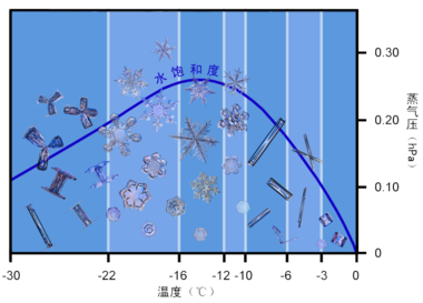 冰晶的形状与环境温度和湿度的关系[11]
