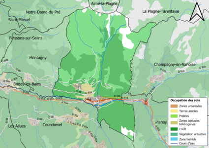 Carte en couleurs présentant l'occupation des sols.