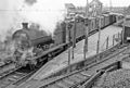 Blandford Forum station, with Up freight, 1963