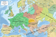 Carolingian Empire (green) in 814 Europe 814.svg