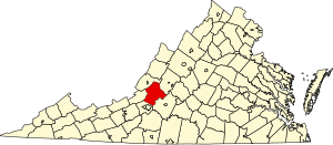 Map of Virginia highlighting Botetourt County