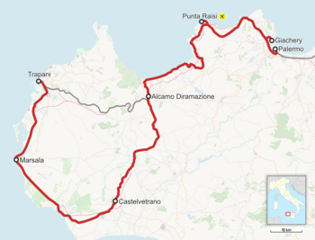 A Palermo–Trapani-vasútvonal útvonala