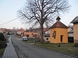 A street and chapel in Soběsuky