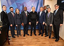 Miller (left) with Israeli Prime Minister Benjamin Netanyahu in Israel, November 12, 2023 United States Congressional Delegation visit to Israel on November 12, 2023 - 8.jpg