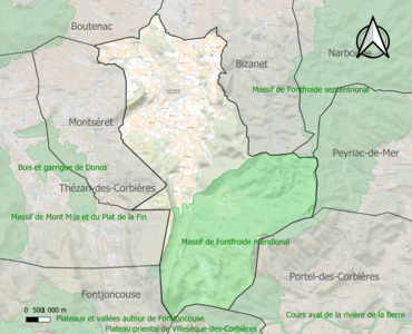 Carte de la ZNIEFF de type 1 sur la commune.