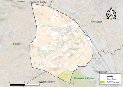 Carte de la ZNIEFF de type 2 sur la commune.