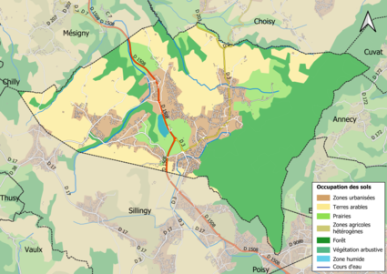 Carte en couleurs présentant l'occupation des sols.