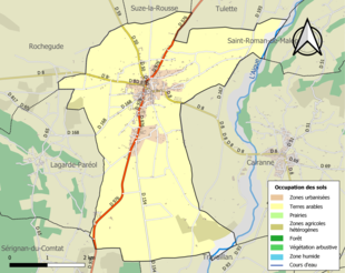 Carte en couleurs présentant l'occupation des sols.