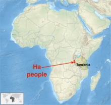 Geographic origins of the Ha people (approx.) Ha people Africa.png