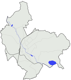 Mapa konturowa Koszalina, po lewej znajduje się punkt z opisem „Lądowisko Koszalin-Kospel”