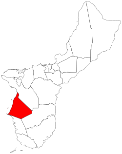 Location of Agat within the Territory of Guam.