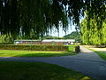 Looking over the bowling green to the clubhouse