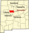 State map highlighting Bernalillo County