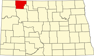 Map of North Dakota highlighting Burke County