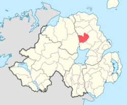Location of Toome Lower, County Antrim, Northern Ireland.