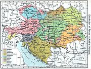 Карта од 1911 година на која е прикажана Австроунгарија, со Рутенци во светло зелена боја