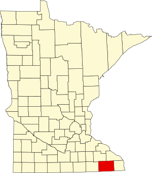 Map of Minnesota highlighting Fillmore County