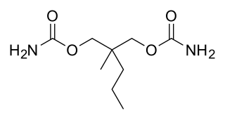 <span class="mw-page-title-main">Meprobamate</span> Carbamate derivative used as an anxiolytic drug