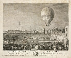 Premier vol en montgolfière de Lyon en 1784.