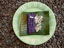 Puto bumbong, a type of puto steamed in bamboo tubes commonly sold during the Christmas season Putobumbongjf.JPG