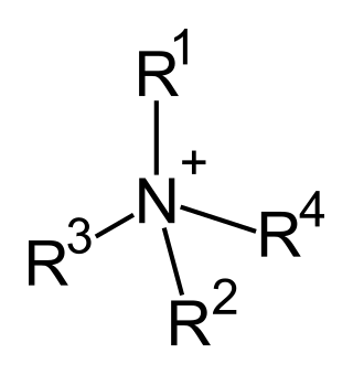 <span class="mw-page-title-main">Quaternary ammonium cation</span> Polyatomic ions of the form N(–R)₄ (charge +1)