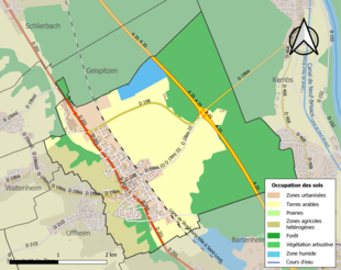 Carte en couleurs présentant l'occupation des sols.