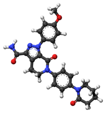 Apixaban ball-and-stick model.png