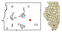 Location of Hanaford in Franklin County, Illinois.