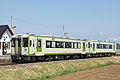 A two-car KiHa 110 series train on the Koumi Line, April 2008