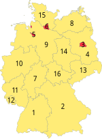 Lage der deutschen Länder innerhalb Deutschlands