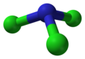 Tricloruro di azoto, composto da cloro e azoto (e.n. 3,04 in blu)