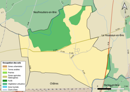 Carte des infrastructures et de l'occupation des sols en 2018 (CLC) de la commune.