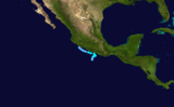 Track and intensity of Tropical Storm Carlotta