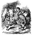 Alice und der Dodo. Zeichnung von John Tenniel (1865)