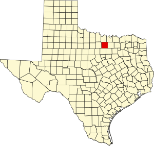 Map of Texas highlighting Wise County