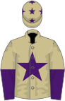 Beige, purple star, halved sleeves, stars on cap