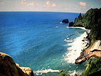 Bounty Bay on Pitcairn Island, where HMS Bounty was burned on 23 January 1790