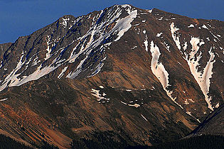 La Plata Peak in the Collegiate Peaks of Colorado is the fourth highest peak of the Rocky Mountains.