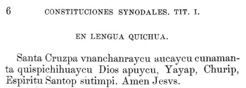 Constituciones sinodales del Arzobispado de Lima 1864 p-06 Santa Cruzpa vnanchanraycu.png