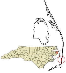 Location in Dare County and the state of North Carolina