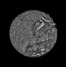 Miranda as seen from Voyager 2