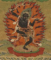 Tröma Nagmo, Tibetan Buddhist deity. Closeup from a painting of Machig Labdron, 19th century.