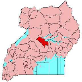 Harta districtului Nakasongola în cadrul Ugandei