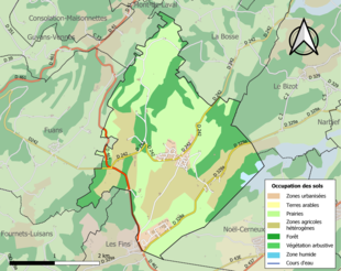 Carte en couleurs présentant l'occupation des sols.