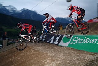 <span class="mw-page-title-main">Four-cross</span> Style of mountain bike racing