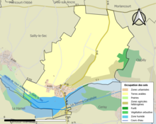 Carte en couleurs présentant l'occupation des sols.